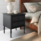 Vintage Black Nightstand Two Drawer Design