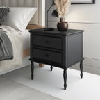 Vintage Black Nightstand Two Drawer Design