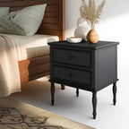 Vintage Black Nightstand Two Drawer Design