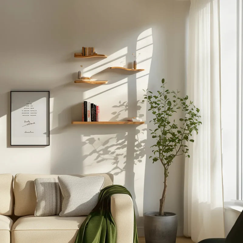 Minimalist Organic Floating Wall Shelf Decorative Accent