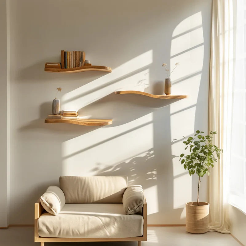 Minimalist Organic Floating Wall Shelf Decorative Accent