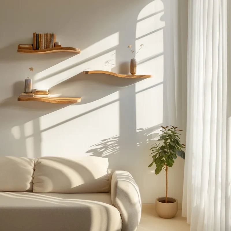Minimalist Organic Floating Wall Shelf Decorative Accent
