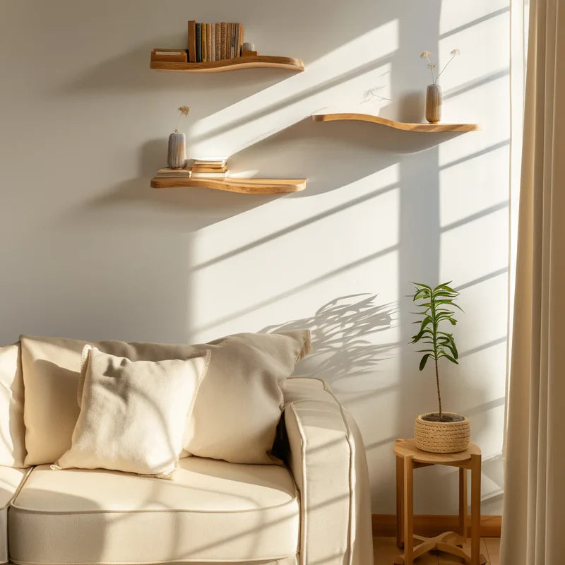 Minimalist Organic Floating Wall Shelf Decorative Accent