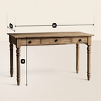 Wooden Writing Desk Turned Legs Three Drawer Classic Design