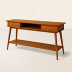 Retro Console Table with Smart Storage for Stylish Living Spaces