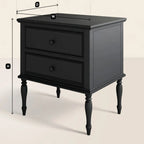 Vintage Black Nightstand Two Drawer Design