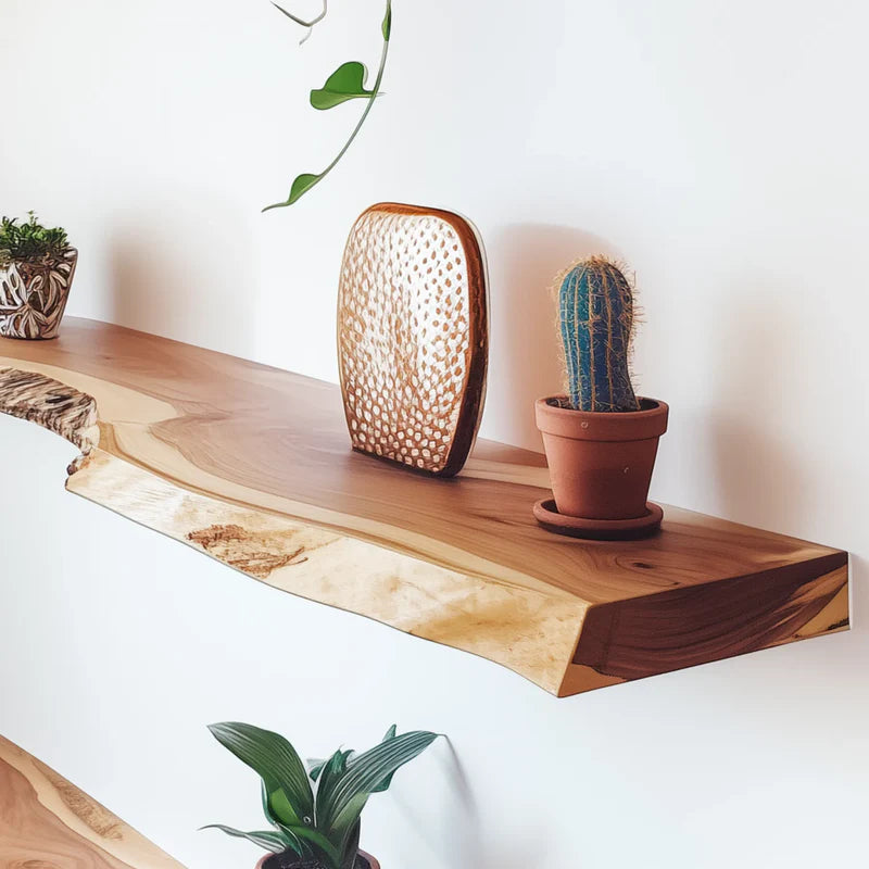 Natural Live Edge Floating Shelf Elegant Functional Wall Storage