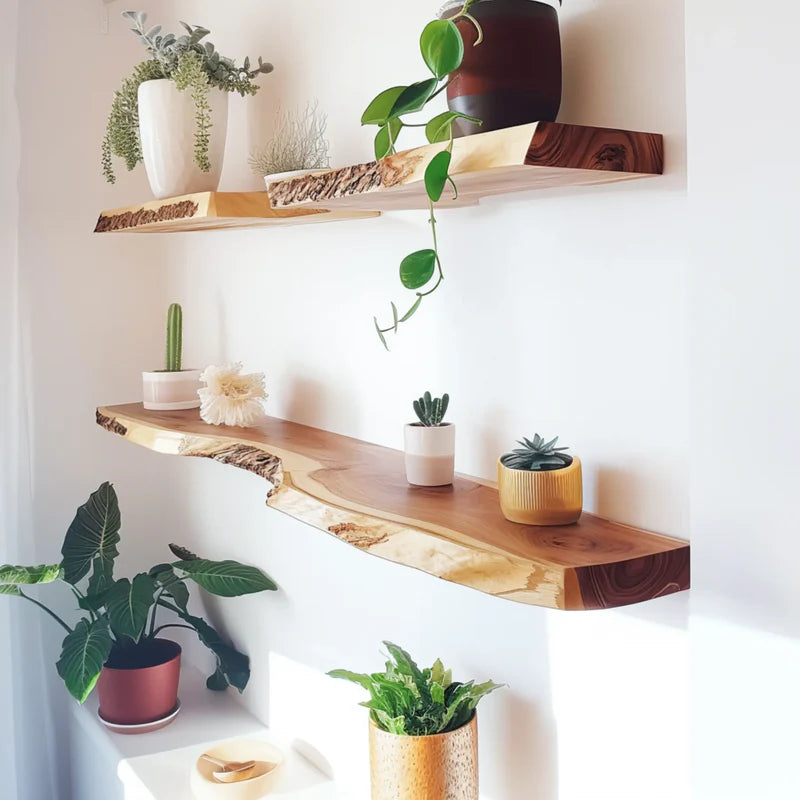 Natural Live Edge Floating Shelf Elegant Functional Wall Storage