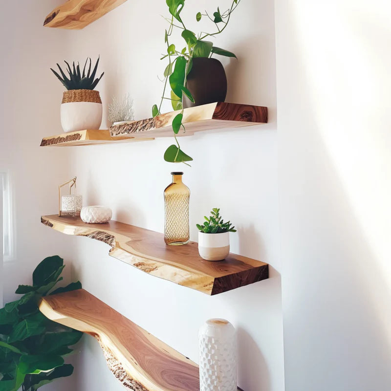 Natural Live Edge Floating Shelf Elegant Functional Wall Storage