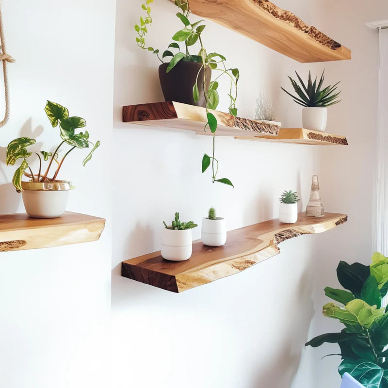 Natural Live Edge Floating Shelf Elegant Functional Wall Storage