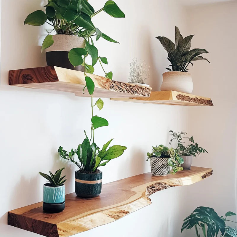 Natural Live Edge Floating Shelf Elegant Functional Wall Storage