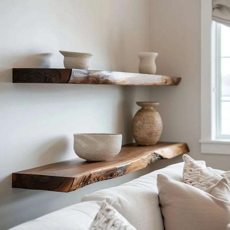 Organic Floating Shelf Stylish Wall Mounted Display