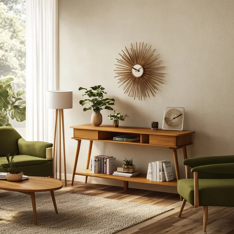 Retro Console Table with Smart Storage for Stylish Living Spaces