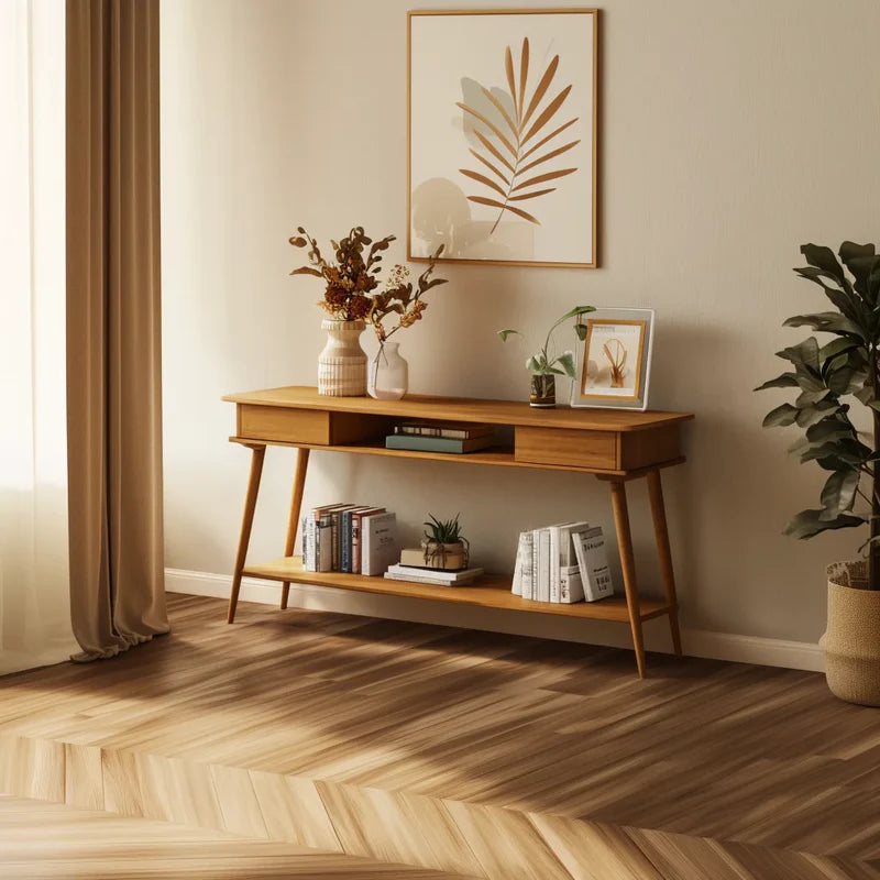 Retro Console Table with Smart Storage for Stylish Living Spaces