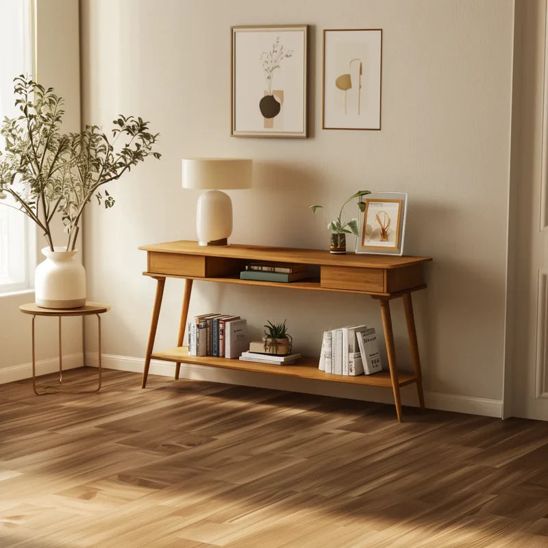 Retro Console Table with Smart Storage for Stylish Living Spaces
