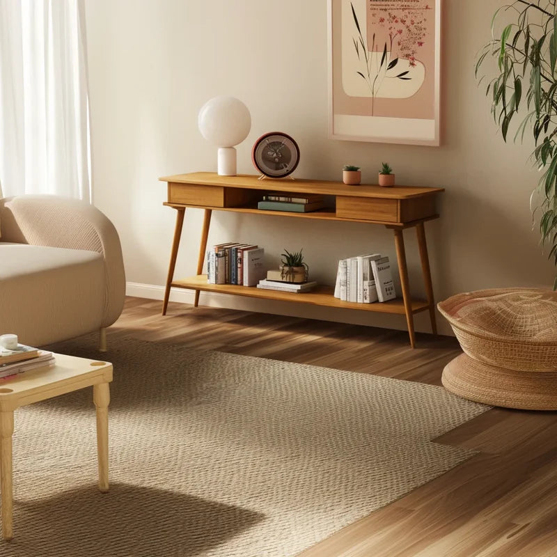 Retro Console Table with Smart Storage for Stylish Living Spaces