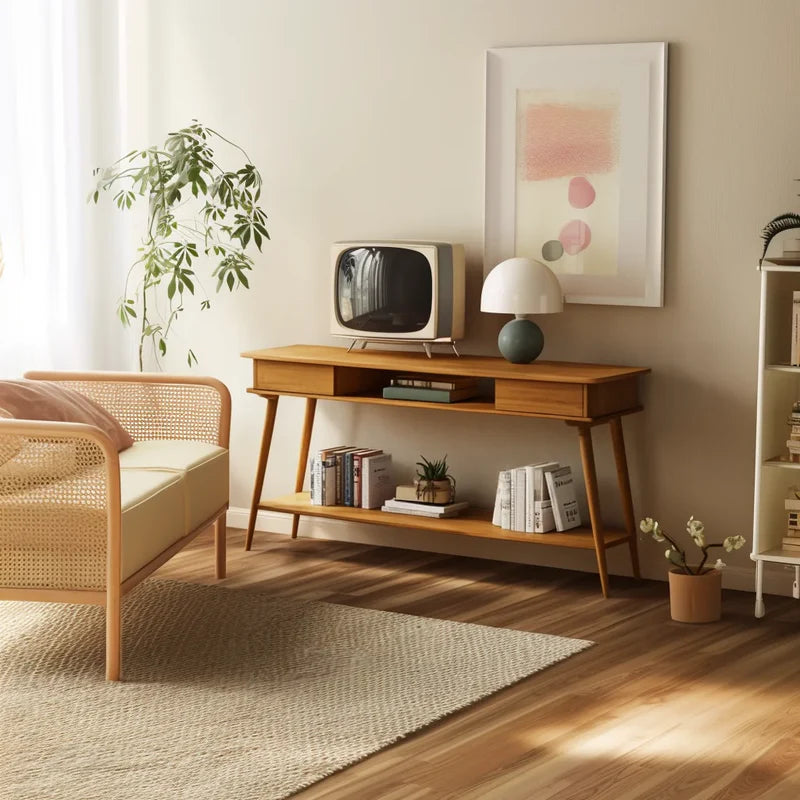 Retro Console Table with Smart Storage for Stylish Living Spaces