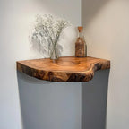 Rustic Corner Floating Shelf Space Saving Wall Display