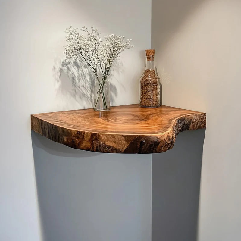 Rustic Corner Floating Shelf Space Saving Wall Display