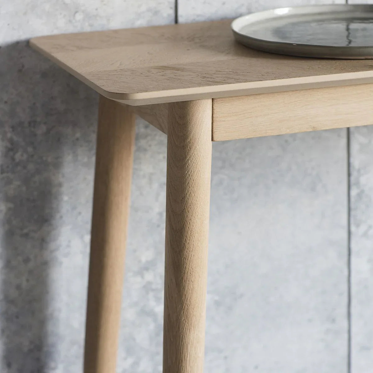 Scandinavian Console Table with tapered legs and slim design
