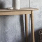 Scandinavian Console Table with tapered legs and slim design