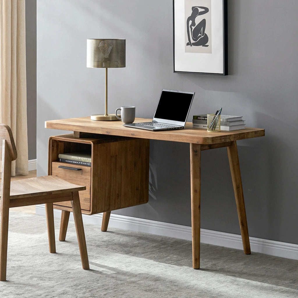 Scandinavian Writing Desk with a spacious tabletop and integrated storage perfect for modern workspaces
