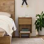 Sleek Urban Bedside Nightstand with spacious drawer and open shelf