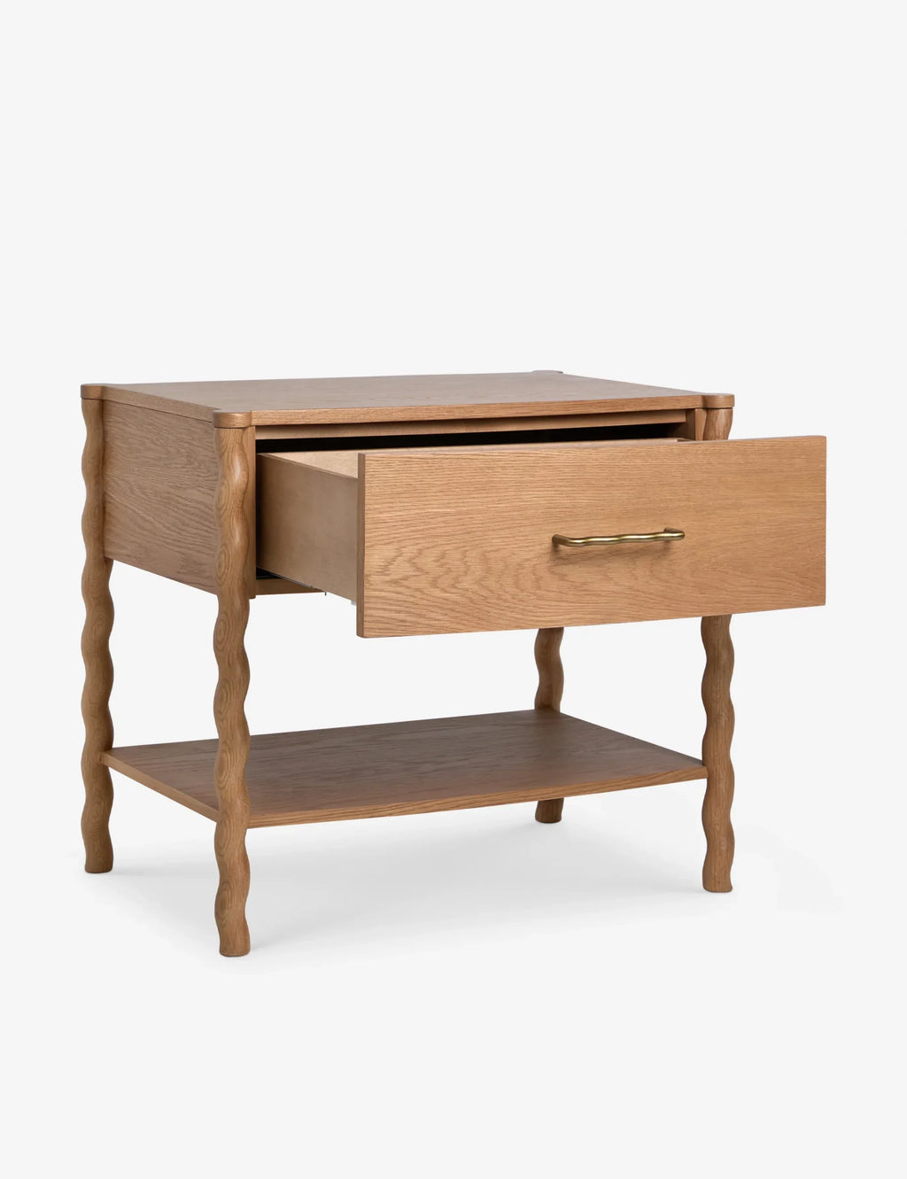 Twisted Leg Nightstand with storage drawer and open shelf
