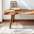 Rustic Live Edge Wooden Bench Modern Entryway Accent
