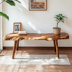 Rustic Live Edge Wooden Bench Modern Entryway Accent