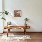 Rustic Live Edge Wooden Bench Modern Entryway Accent